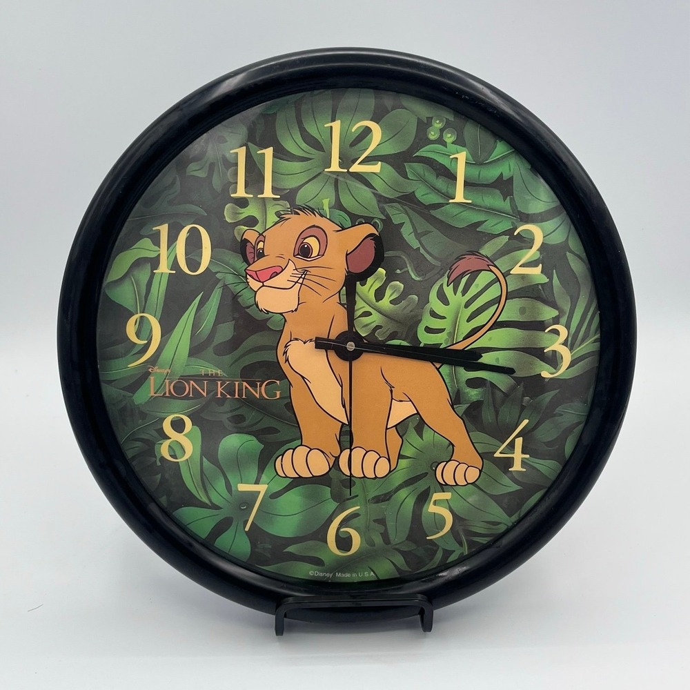 Disney The‎ Lion King Wall Clock Simba Jungle Leaves Vintage 90s Made in USA